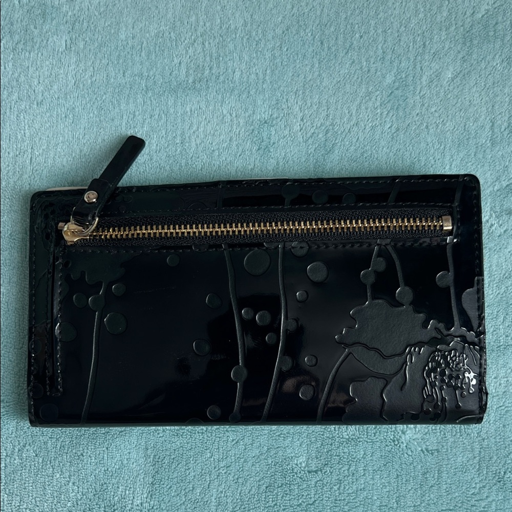Kate Spade Black Embossed Floral Wallet - Picture 2 of 7